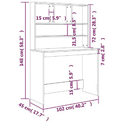 vidaXL Bureau avec étagères Noir 102x45x148 cm Bois d'ingénierie pas cher