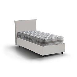 Autrement Talamo Italia Lit simple Anna avec conteneur, Made in Italy, en éco-cuir, 90x190 cm, avec ouverture frontale, Blanc, avec matelas inclus.