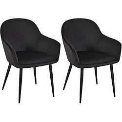 Decoshop26 Set de 2 chaises de salle à manger dossier arrondis avec accoudoirs en velours noir 10_0001530