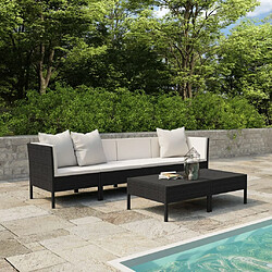 Maison Chic Salon de jardin 6 pcs + coussins - Mobilier/Meubles de jardin - Table et chaises d'extérieur Résine tressée Noir -MN53586