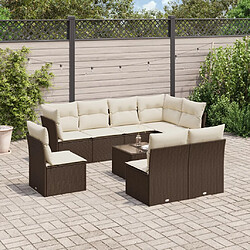 vidaXL Salon de jardin avec coussins 9 pcs marron résine tressée