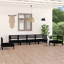 vidaXL Salon de jardin 6 pcs Noir Bois de pin massif