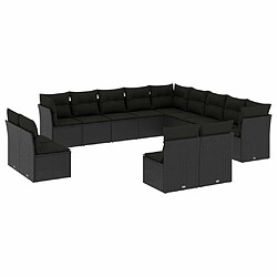 Maison Chic Salon de jardin avec coussins 13 pcs | Ensemble de Table et chaises | Mobilier d'Extérieur noir résine tressée -GKD36185