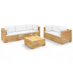 Maison Chic Salon de jardin 6 pcs + coussins - Mobilier/Meubles de jardin - Table et chaises d'extérieur Bois de teck solide -MN89250