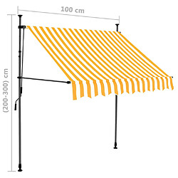 vidaXL Auvent manuel rétractable avec LED 100 cm Blanc et orange pas cher