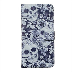 Wewoo Housse Coque Étui en cuir à rabat horizontal 3D avec Motif crâne et de fleurs pour Galaxy A40avec support et logements cartescadre photo et portefeuille