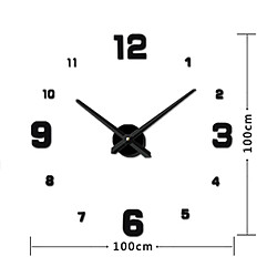 Wewoo Horloges DIY noir Chambre Décoration Miroir Numéro Frameless Grande 3D DIY Wall Sticker Mute Horloge, Taille: 100 * 100 cm