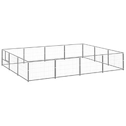 Helloshop26 Chenil extérieur cage enclos parc animaux chien argenté 12 m² acier 02_0000236