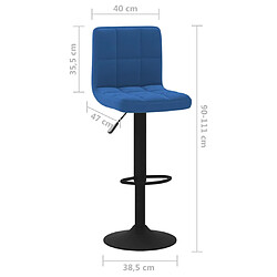 vidaXL Tabourets de bar lot de 2 bleu velours pas cher