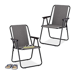 Acheter Chaise de camping pliante le picnic fauteuil en metal et textilene avec accoudoirs gris anthracite 53x55xh75cm+Sunnydays