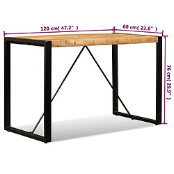 vidaXL Table à manger Bois de manguier brut 120 cm pas cher