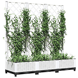 Avis Maison Chic Jardinière,Bac à fleurs avec treillis - pot de fleur Blanc 120x40x121,5 cm PP -GKD82758