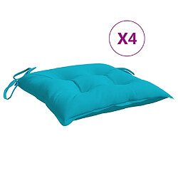 vidaXL Coussins de chaise lot de 4 turquoise 40x40x7 cm tissu