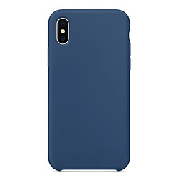 Wewoo Coque bleu foncé pour iPhone X Couleur Pure Silicone Liquide + PC Dropproof Étui de Protection Arrière