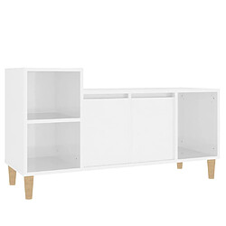 Maison Chic Meuble TV scandinave - Banc TV pour salon Blanc brillant 100x35x55 cm Bois d'ingénierie -MN13072