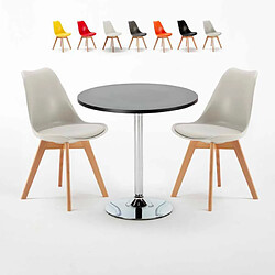 Ahd Amazing Home Design Table Ronde Noire 70x70cm 2 Chaises Colorées Intérieur Bar Café Nordica Cosmopolitan