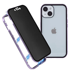 Coque en cadre métallique anti-spy, fermeture magnétique, anti-chutte pour votre iPhone 14 Plus - violet