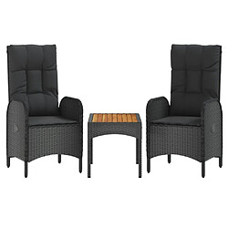 Acheter Maison Chic Mobilier à dîner 5 pcs de jardin avec coussins - Ensemble table et chaises d'extérieur - Salon/Mobilier de jardin classique Noir Résine tressée -MN28978