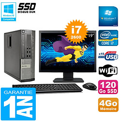 PC DELL 990 SFF Core I7-2600 Ram 4Go Disque 120Go SSD Graveur Wifi W7 Ecran 19" - Occasion