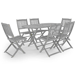 vidaXL Ensemble à manger de jardin 7 pcs Bois d'acacia massif Gris