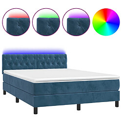 vidaXL Sommier à lattes de lit avec matelas LED Bleu foncé 140x200 cm