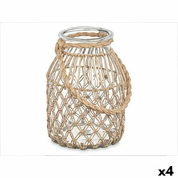 Gift Decor Bougeoir Boîte Transparent Naturel verre Corde 20 x 30 cm (4 Unités)