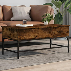 Maison Chic Table basse pour salon | Table à café chêne fumé 100x50x45 cm bois d'ingénierie et métal -GKD37338