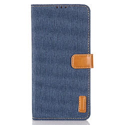 Etui en PU jean tissu flip bleu foncé pour votre Huawei P smart 2020