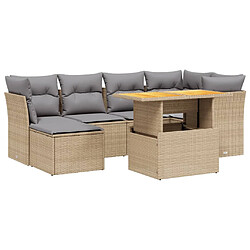 vidaXL Salon de jardin avec coussins 7 pcs beige résine tressée