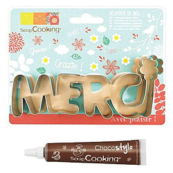 Scrapcooking Découpoir à biscuits en inox Merci + Stylo chocolat