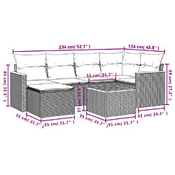 Avis Maison Chic Salon de jardin 7 pcs avec coussins | Ensemble de Table et chaises | Mobilier d'Extérieur noir résine tressée -GKD49198