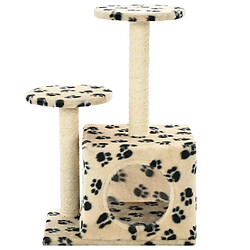 Helloshop26 Arbre à chat griffoir grattoir niche jouet animaux peluché en sisal 60 cm beige motif de pattes 3702126