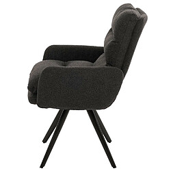 Decoshop26 Chaise de salle à manger chaise de cuisine pivotante position automatique tissu/textile bouclé mvg gris foncé avec accoudoir 04_0006288 pas cher