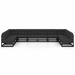 Avis Maison Chic Salon de jardin 10 pcs + coussins - Mobilier/Meubles de jardin - Table et chaises d'extérieur Noir Bois de pin massif -MN73650