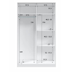 Cstore Armoire TOP - Décor blanc artik et blanc vehlo - 2 Portes coulissantes - L200 x H120 x P50 cm pas cher