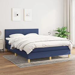 vidaXL Sommier à lattes de lit avec matelas Bleu 140x200 cm Tissu 