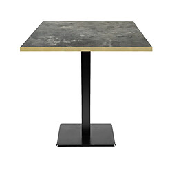 Restootab Table 70x70cm - modèle Milan pierre métallisée chants laiton