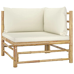 Avis Maison Chic Salon de jardin 9 pcs + coussins - Mobilier/Meubles de jardin - Table et chaises d'extérieur blanc crème Bambou -MN37669