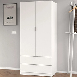 Dansmamaison Armoire 2 portes et 2 tiroirs Blanc - WAO