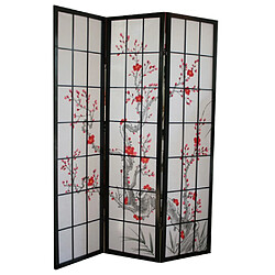 Decoshop26 Paravent 3 panneaux japonais en bois noir 132x175cm PAR06013