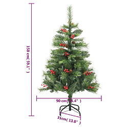 vidaXL Sapin de Noël artificiel avec pommes de pin et baies 150 cm pas cher