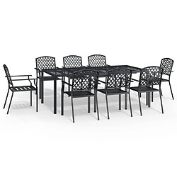 vidaXL Ensemble à manger de jardin 9 pcs anthracite acier