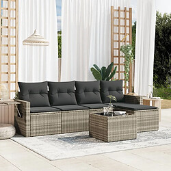 vidaXL Salon de jardin 6 pcs avec coussins gris clair résine tressée