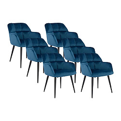 Lot de 6 chaises avec accoudoirs - Velours et métal - Bleu - PEGA de PASCAL MORABITO 