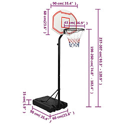 vidaXL Support de basket-ball Blanc 237-307 cm Polyéthylène pas cher