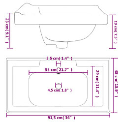 vidaXL Évier salle de bain blanc 91,5x48x23 cm rectangulaire céramique pas cher