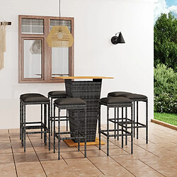 Maison Chic Ensemble de bar de jardin 9 pcs et coussins,Table + chaises + coussins de jardin Résine tressée Gris -GKD785256