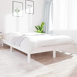 vidaXL Cadre de lit sans matelas blanc bois de pin massif 