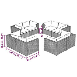 Acheter vidaXL Salon de jardin 8 pcs avec coussins Résine tressée Noir