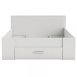 Dansmamaison Lit 140x190 Blanc + rangements - KAMRA pas cher